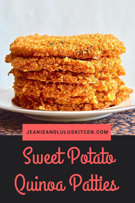 Sweet Potato Quinoa Patties Healthy Baked Sweet Potato, Temple Food, Quinoa Patties, Sweet Potato Quinoa, Gluten Free Recipes Side Dishes, Sweet Potato Patties, Food Monster, Cook Quinoa, Quinoa Recipes Healthy