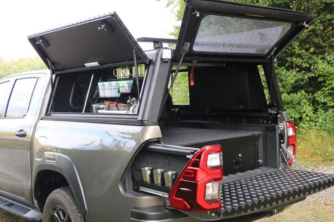 Pickup Truck Accessories, Wooden Step Stool, Truck Storage, Vw Amarok, Secret Storage, Unique Storage, Bubble Lights, Truck Camping, Yanko Design