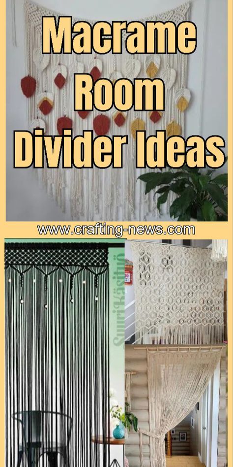 Do you need to divide your room to create separate areas? Macrame room dividers are the ideal choice, and they are not permanent. When you feel like changing your room around. Macrame Window Curtain, Macrame Room Divider, Room Divider Ideas, Macrame Room, Curtain Tutorial, Divider Ideas, Half Hitch Knot, Bohemian Room, Room Divider Curtain