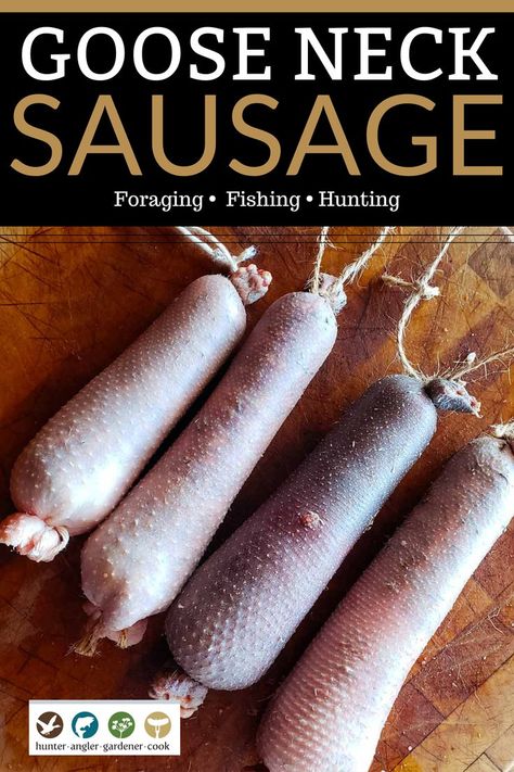 Categorize cou farci, or goose neck sausage, under “hardcore wild game recipes.” Making sausages using a bird’s neck as a casing was something I “invented” back in 2007, when I was struck by how perfect a goose’s neck would be as a sausage casing. Alas. As the Romans put it, nothing is new under the sun. It seems the French do this around Gascony; I found a reference to the practice in Paula Wolfert’s Cooking of Southwest France. | @huntgathercook #hankshaw #gooserecipes #goosehunting Goose Recipes Wild, Fish Sausage, Wild Duck Recipes, Smoked Goose, Beef Cuts Chart, Duck Sausage, Goose Recipes, Homemade Sausage Recipes, Medieval Recipes