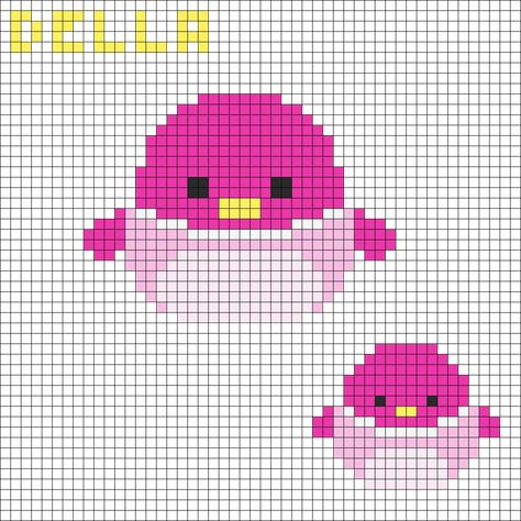 Pixel Squishmallow, Squish Mellow Perler Bead Patterns, Squishmallow Pixel Art, Squishmallow Cross Stitch, Squishmallow Perler Bead Patterns, Squishmallow Perler Beads, Squishmallow Perler, Duck Squishmallow, Della Duck