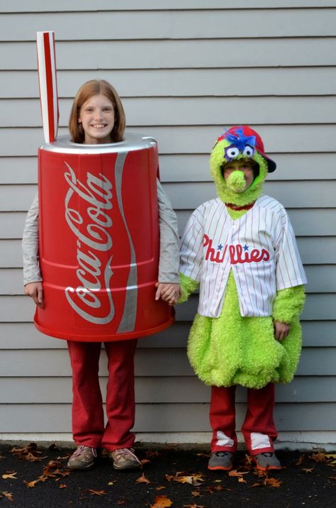 Harris knew early on that he wanted to be the Phillie Phanatic (the Phillies mascot) and my Mom rose to the occasion with a really ... Phillies Phanatic Costume, Phanatic Costume, Phillies Phanatic, Phillie Phanatic, Coke Can, Halloween 2013, Coke Cans, Princess And The Frog, The Princess And The Frog