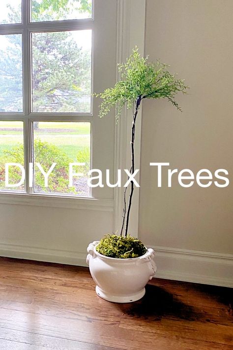 Diy Faux Tree, European Farmhouse Style, Faux Trees, Farmhouse Diy Projects, European Farmhouse, Diy Tree, Faux Tree, Potted Trees, Diy Farmhouse Decor