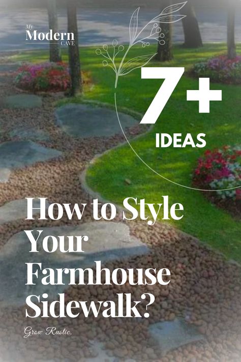 front yard landscaping design for beginners Front Door Sidewalk Ideas, Front Porch Sidewalk Ideas, Farmhouse Front Walkway, House Sidewalk Ideas, Farmhouse Sidewalk Ideas, Front Yard Sidewalk Ideas, Front Walkway Ideas Entrance Pathways, Stone Walkways To Front Door, Front Steps Ideas Brick