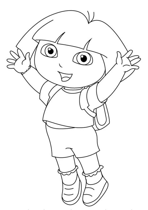 Dora the Explorer Coloring Page. Free Printable Doora Coloring Pages for kids download and print. Dora Drawing, Dora Pictures, Dora Cartoon, Dora Coloring, Dora Explorer, Cartoon Characters Sketch, Summer Coloring Pages, Drawing Cartoon Characters, Cartoon Animation Drawing