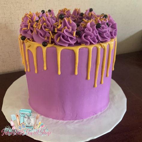 Purple And Orange Cake, Orange Drip Cake, Cake With Gold Drip, Drip Cake Ideas, Cake Purple, Cake With Gold, Purple Cake, Gold Drip, Purple Cakes