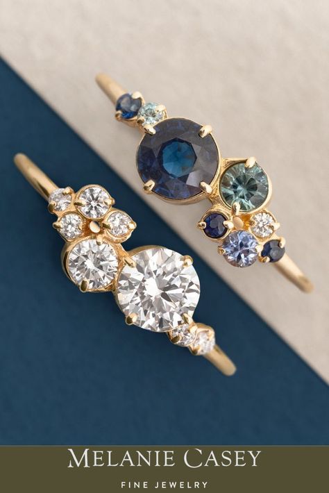 Heirloom Rings, Melanie Casey, Classic Wedding Band, Round Diamond Engagement Rings, Alternative Engagement Rings, Ring Style, Diamond Cluster Ring, Blue Gemstones, Engagement Rings Sapphire