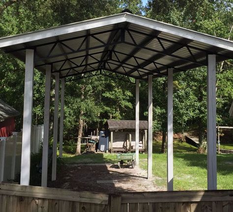 19 Portable and Permanent RV Shelters For Campers Cheap Rv Shelter Ideas, Trailer Shelter Ideas, Camper Roof Cover, Permanent Camper Deck Ideas, Diy Rv Carport Cheap, Rv Lean To Cover, Lean To For Camper, Metal Rv Carport Ideas, Rv Shade Structure