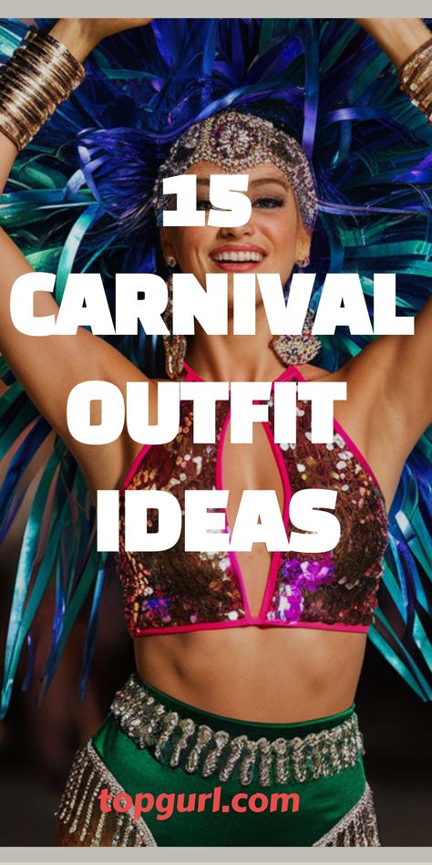 15 Sizzling Carnival Outfit Ideas to Make You the Life of the Party Carnival Themed Costumes Women, Carnival Halloween Party Costumes, Homemade Carnival Costumes, Brazil Carnival Theme Party Outfit, Carnival Themed Halloween Costumes, Diy Carnival Costume Woman, Outfit Ideas For Carnival, Carnival Party Outfit Women, Diy Samba Costume