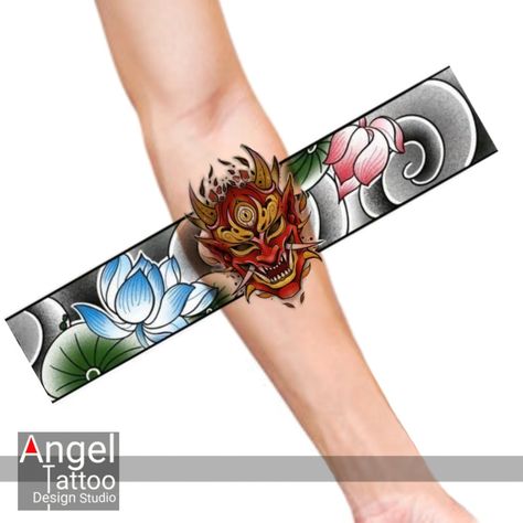 Tattoo Colour Band, Japanese Band Tattoo, Fancy Tattoo Design, Japanese Armband Tattoo, Japanese Arm Band Tattoos For Men, Wrist Band Tattoos, Belt Tattoo, Fancy Tattoo, Flowers Tattoo Design