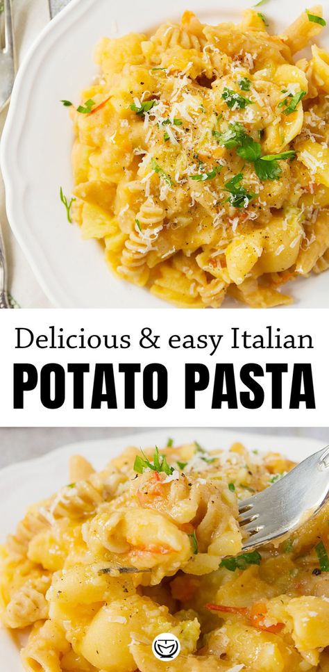 Pasta Potato Recipes, Pasta With Potatoes Recipes, Pasta And Potatoes Italian, Potato And Pasta Recipes, Potato Pasta Recipes, Pasta And Potatoes Recipes, Miracle Pasta, Pasta With Potatoes, Potato Spaghetti