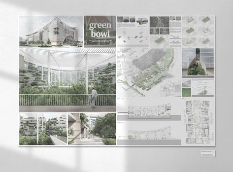 Green Bowl (multi complex architecture project) :: Behance Complex Architecture, Architect Portfolio Design, Landscape Architecture Presentation, Concept Board Architecture, Interior Design Presentation Boards, Architecture Design Presentation, Architecture Portfolio Layout, Presentation Board Design, Architecture Portfolio Design