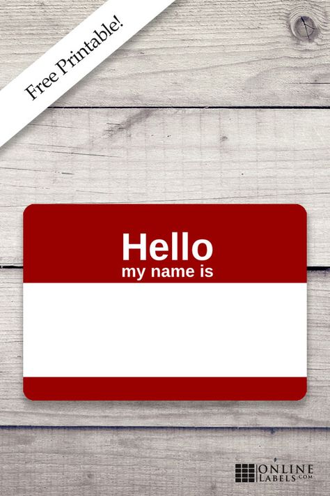 Print these "hello my name is" name tag templates for your next event. Hello My Name Is Tags Free Printable, Name Tags Printable Templates Aesthetic, My Name Is Name Tag, Hello Printable, Name Tag Sticker, Kid Costumes, Name Tag Templates, Red Names, Tag Templates