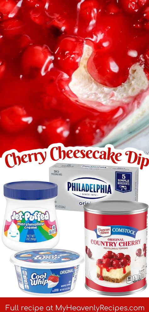 Cherry Fruit Dip, Jet Puffed Marshmallows Recipes, Cherry Cheesecake Dip Marshmallow Fluff, Cherry Cheesecake Salad, Cherry Marshmallow Dessert, Cherry Pie Dip Cream Cheeses, Cherry Whipped Cream Dessert, Cherry Dream Whip Dessert, Whipped Cheesecake Filling