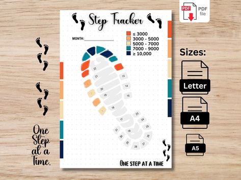 Step Tracker Bullet Journal, Letter Journal, Step Tracker, Cycle Tracker, Daily Tracker, A4 Journal, Daily Steps, Journal Tracker, Printable Tracker