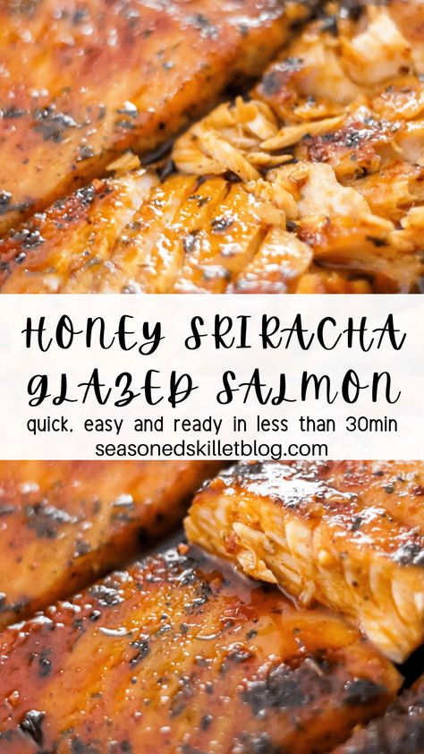 Salmon Honey Siracha Recipes, Siracha Recipes, Spicy Salmon Recipes, Honey Sriracha Salmon, Bbq Salmon Recipes, Salmon Recipes Oven, Sriracha Salmon, Seafood Delight, Quick Salmon