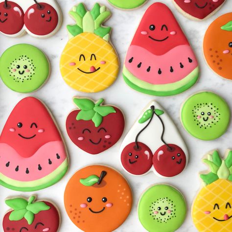 Fruit Sugar Cookies, Tutti Frutti Birthday Party, Cookies Fruit, Fruit Birthday Party, Fruit Birthday, Fruit Cookies, Aesthetic Color, Summer Cookies, Random Aesthetic