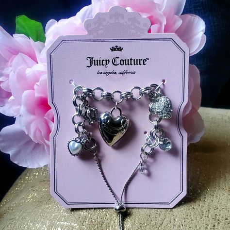 Juicy Couture Adjustable Silver Tone Pave Charmed Bracelet Brand New, Never Worn Juicy Charm Bracelet, Juicy Couture Keychain, Clairs Jewelry, Charmed Bracelet, Stylish Jewelry Accessories, Juicy Couture Charms Bracelet, Juicy Couture Bracelet, Juicy Couture Purse, Juicy Couture Charms