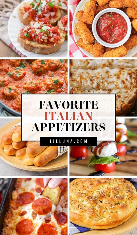 Italian appetizers often include bread, tomatoes, and cheeses and this collection has them all! There's something for everyone. #italianappetizers #italianfood #italianrecipes #appetizers #appetizerrecipes Italian Appetizers Party, Italian Food Party, Italian Finger Foods, Italian Appetizers Easy, Italian Snacks, Italian Recipes Appetizers, Restaurant Appetizers, Italian Dinner Party, Fall Appetizers