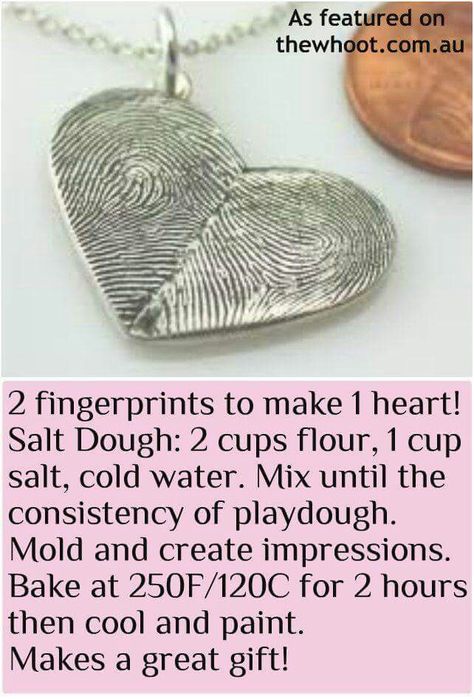 Fingerprint heart necklace & dough recipe.  ♡ this Homemade Gifts For Boyfriend, Diy Gifts To Make, Presente Diy, Diy Gifts For Mom, Hemma Diy, Wedding Day Gifts, Diy Mothers Day Gifts, Cadeau Diy, Groundhog Day