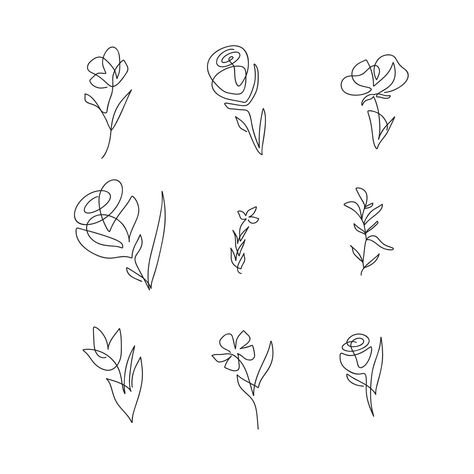 One Line Flowers, Continuous Line Tattoo, Line Flowers, Flowers Minimalist, Flores Tattoo, One Line Tattoo, Ankle Tattoos For Women, Line Art Flowers, Flower Line Drawings