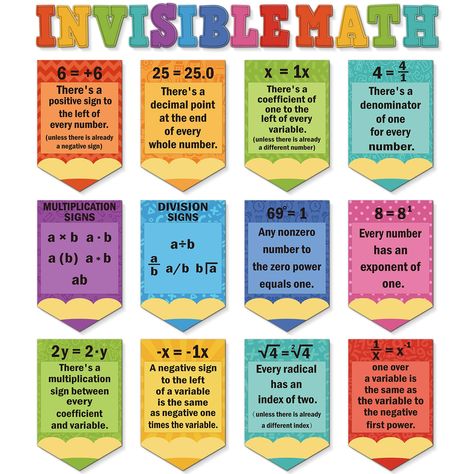 PRICES MAY VARY. Package Includes: you will receive 12 pieces of math posters for classroom and 13 pieces of letter paper cutouts to form words [INVISIBLE MATH]; These math classroom posters are bright and colorful, which will be a great addition to your classroom while keeping students interested in learning about math with this math poster Invisible Math Poster: this invisible math classroom poster is a great visual reminder for students; The mathematics poster for classroom can be reference a Invisible Math, Math Motivation, Mathematics Poster, Maths Poster, Math Paper, Math Classroom Posters, School Wall Decoration, Math Posters, Math Classroom Decorations