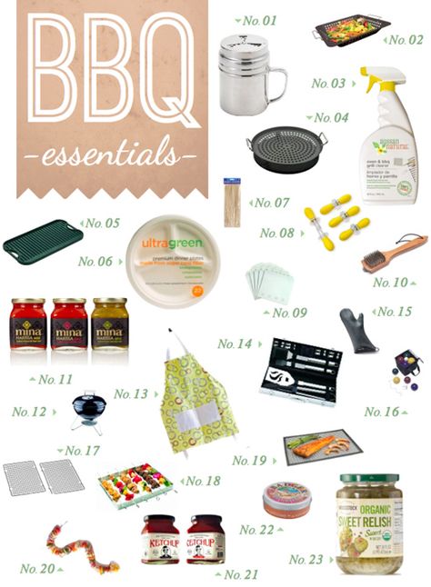 Bbq List, Healthy Bbq, Bbq Drinks, Grill Pizza, Best Bbq Recipes, Grill Cleaner, Wooden Skewers, Summer Food Party, Bbq Essentials