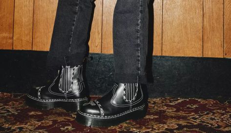 Dr. Marten’s Embraces Western Style With Gothic Americana Collection – Footwear News Dr Martens Gothic Americana, Western Gothic Fashion, Gothic Americana, Gothic Subculture, Gothic Western, Leather Platform Shoes, Jadon Boots, Grunge Look, Leather Lace Up Boots