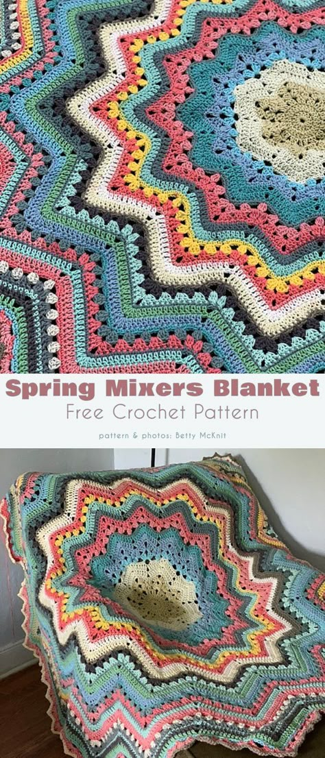 Spring Mixer Blanket Crochet Triangle Afghan Patterns, Granny Star Crochet Blanket, Granny Star Blanket Crochet Pattern, Crochet Blanket Patterns Center Out, Crochet Spiral Blanket Pattern Free, Six Day Star Blanket Crochet Pattern, 12 Star Crochet Blanket, Star Blanket Pattern Crochet, Free Crochet Patterns Scrap Yarn