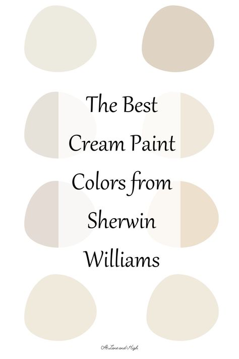 Cream paint colors are fabulous for various reasons. That's probably why they are making such headway on the design scene! I am sharing the best cream paint colors from Sherwin Williams with all the details so you can pick the best one for your home! Sw Off White Paint Colors, Cream Colored Houses, Ivory Paint Color, Cream Colored Kitchens, Cream Dining Room, Sherwin Williams Creamy, Cream Colored Cabinets, Foyer Paint Colors, Off White Paint Colors