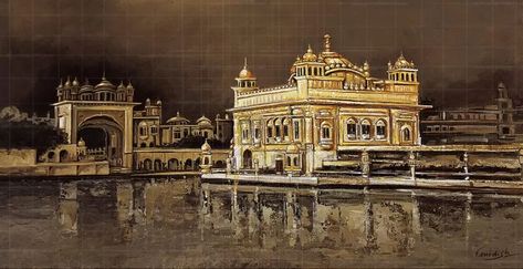 Sri Harmandir Sahib Painting (The Golden Temple)- Sikh Art – Buy Now!! Sri Harmandir Sahib, Golden Temple Wallpaper, Golden Temple Amritsar, Harmandir Sahib, Golden Temple, Realism Art, Acrylic Painting On Canvas, Stencil Painting, Abstract Styles