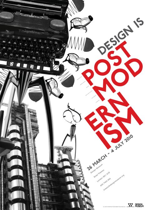 Postmodern Design festival Poster.  I like how the font is clear, and on a slant because it appeals to the reader/passer by, which is key in a poster. Post Modern Graphic Design Poster, Postmodern Poster Design, Post Modern Typography, Stage Poster Design, Postmodern Graphic Design, Post Modernism Graphic Design, Postmodernism Graphic Design, Experimental Poster Design, Postmodern Typography