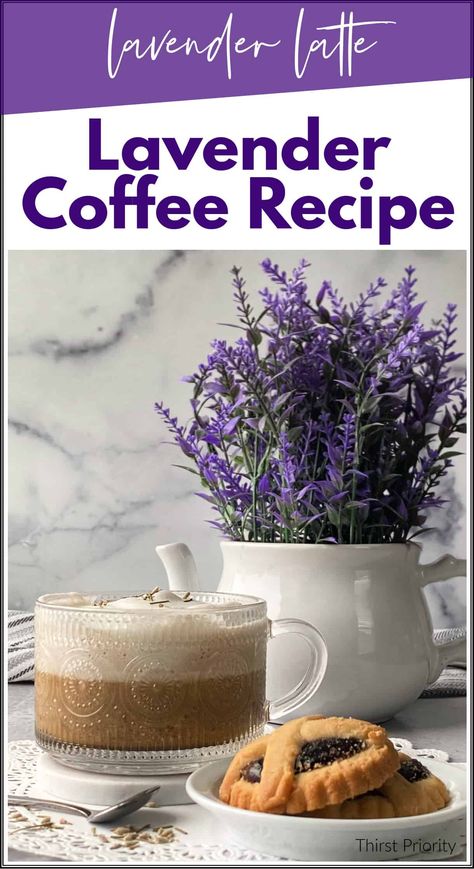 This lavender coffee recipe is so easy to make with only three ingredients. Make your own lavender coffee and lavender latte recipe at home. #lavendercoffee #lavenderlatte Lavender Coffee Creamer, Lavender Foam Recipe, Torani Lavender Syrup Recipes, Lavender Coffee Recipes, Coffee Additives, Cappuccino Recipes, Lavender Latte Recipe, Coffee Maker Recipes, Speciality Coffee Recipes