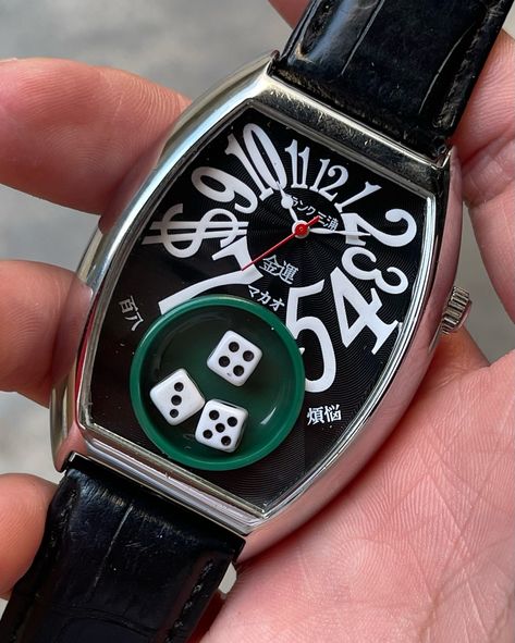 🎲 FRANK MIURA MACAU GAMBLING VINTAGE QUARTZ WATCH •300.00 USD - The Frank Miura Macau Gambling is a parody of the luxury brand Franck Muller, inspired by the casinos of Macau. Its design may feature gambling elements like playing cards or dice, with stylized numbers arranged in a playful, non-traditional order. The watch has an entertaining and lighthearted style. • More details at Artizenstore.com ( Link in bio ) #vintagewatch #frankmiura Franck Muller, Macau, Luxury Brand, Vintage Watches, Quartz Watch, Luxury Branding, Link In Bio, Playing Cards, Quick Saves