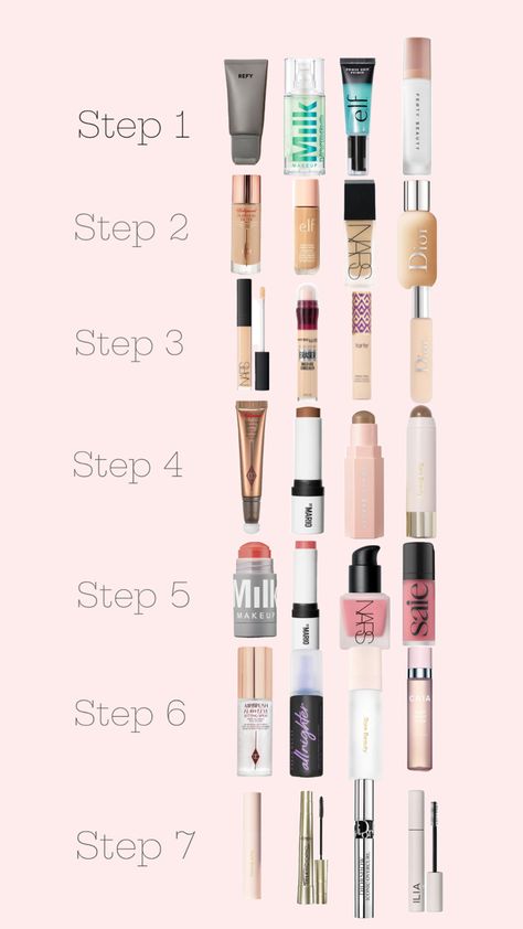 Clean Makeup Products, Makeup Routine Guide, Iconic Makeup, Corrective Makeup, Makeup Order, Skin Care Routine Order, Simple Makeup Tips, Makeup Icons, Eye Makeup Styles