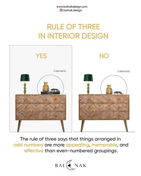 Find out which is the rule of three in interior design! Interior Styles Guide, The Rule Of Three, Comfy Cozy Home, Interior Design Basics, Learn Interior Design, Decorating Rules, Interior Design Principles, Rule Of Three, Interior Design Guide