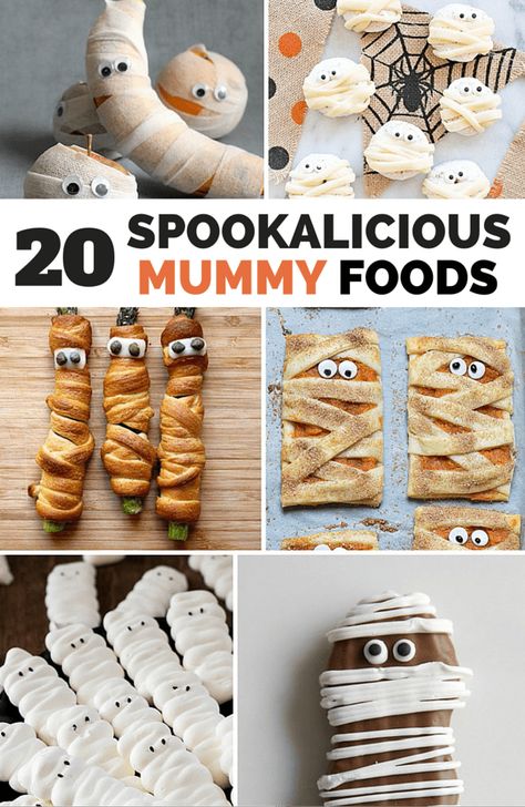 Mummy Dessert, Mummy Treats, Creative Treats, Easy Halloween Treats, Kids Food Crafts, Vegetarian Kids, Kids Holidays, Hello Wonderful, Halloween Food Appetizers