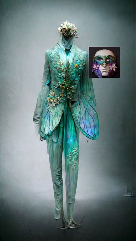 Flower Fantasy Outfit Male, Fantasy Prom Suit, Enchanted Forest Theme Prom Suit, Male Masquerade Outfit Ball, Fantasy Masquerade Outfit Male, Male Faerie Costume, Fae Clothing Male, Enchanted Forest Prom Outfit Men, Fairy Suit Men