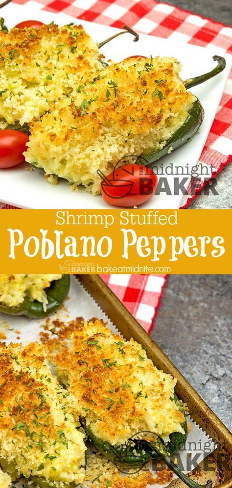 Shrimp Stuffed Pablo Peppers, Poblano Pepper Recipes Shrimp, Stuffed Poblano Peppers Healthy, Zucchini Poblano Recipes, Shrimp And Cheese Stuffed Poblano Peppers, Shrimp Stuffed Poblano Pepper Recipes, Shrimp And Poblano Peppers Recipe, Stuffed Peppers With Shrimp, Pablano Pepper Shrimp