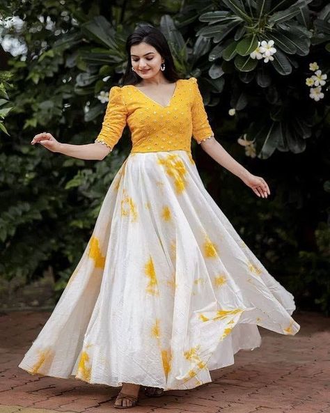 Marriage Frocks For Women, Onam Blouse Designs Latest For Skirt, Yellow Frocks For Women Haldi, Plain Skirt And Crop Top Indian, Yellow Frocks For Women, Skirt Top Indian Outfit Casual, Long Frocks Models, Party Wear Long Frocks, Frock Models For Women