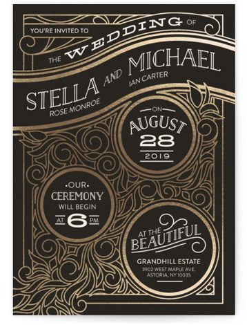 Vintage, Black Wedding Invitations From Minted By Independent Artist GeekInk Design. Noir IFS. Fundraiser Themes, Aqua Blue Wedding, Gala Invitation, Art Deco Invitations, Gala Themes, Gala Ideas, Fundraising Gala, Night Stars, Foil Pressed Wedding Invitations