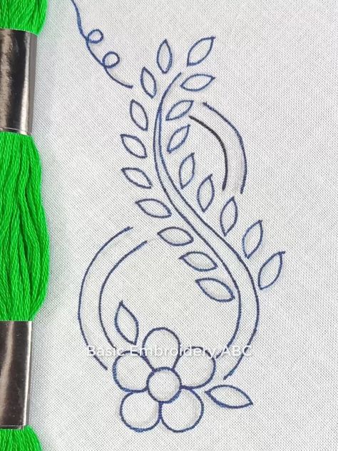 Floral Hand Embroidery Patterns Free, Aari Embroidery Motifs Design, Handcarchif Embroidery Design, Rumal Design Flower, Simple Embroidery Motifs, Rumal Embroidery Designs, Aari Basic Design, Basic Embroidery Designs For Beginners, Flower Motif Design Embroidery