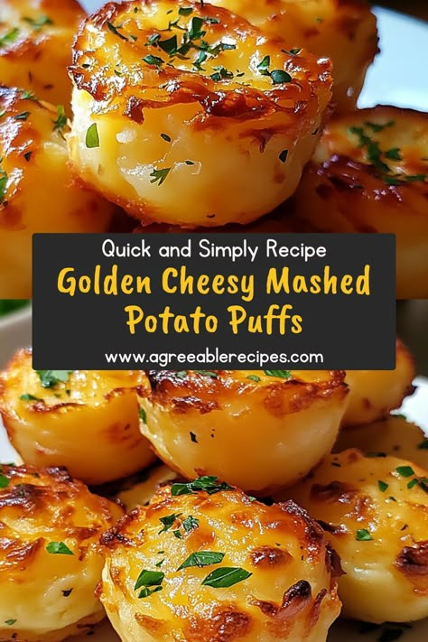 Fluffy mashed potatoes, gooey cheese, and crispy golden edges—these Mashed Potato Puffs are an irresistible bite-sized treat! Perfect for family dinners or holiday gatherings. Mashed Potato Cheese Bites, Cheesy Mash Potatoes, Potato And Cheese Balls, Mashed Potatoes Puffs Recipe, Cheesy Mash Potato Puffs, Uses For Mashed Potatoes, Potato Puffs Baked, Mashed Potatoes Leftover Recipes, Mash Potato Cheese Puffs