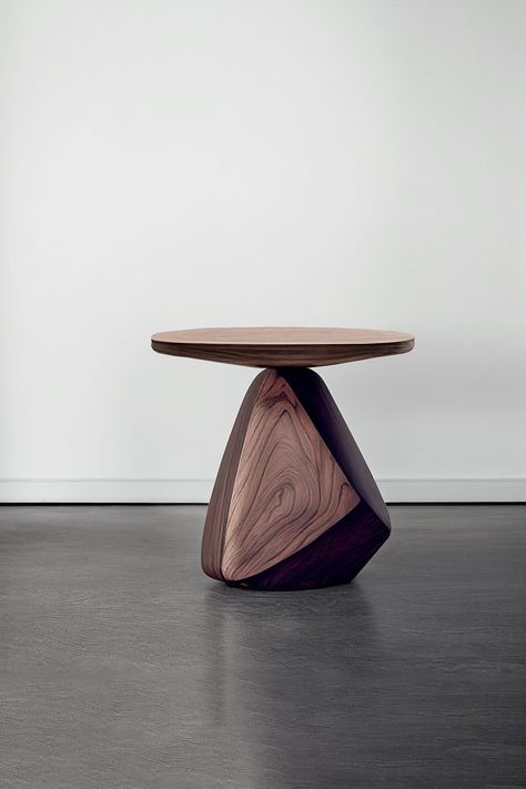 The solace side table series, designed by Joel Escalona, is a furniture collection that exudes balance and presence, thanks to its sensuous, dense, and irregular shapes. These small tables double as works of art, bold and sculptural, with function taking a backseat to expression. — More informatino at sales@nono.mx Walnut Wood Nightstand, Sculptural Side Table, Home Interior Accessories, Furniture Design Sketches, Wood Table Design, Cute Furniture, Furniture Details Design, Irregular Shapes, Carved Furniture