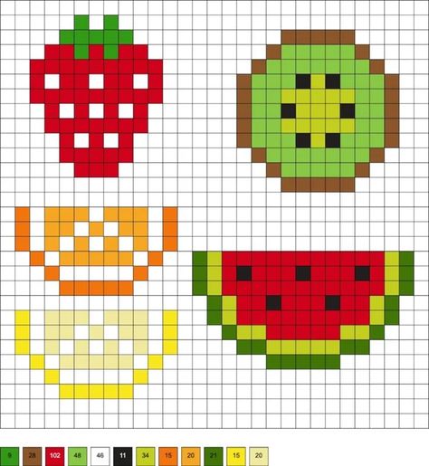 Fuse Bead Patterns Easy, Perler Bead Bookmarks Pattern, Food Perler Beads, Pixel Art Ideas Simple, Simple Perler Bead Patterns, Perler Bead Bookmarks, Simple Pixel Art Patterns, Food Pixel Art, Bead Bookmarks