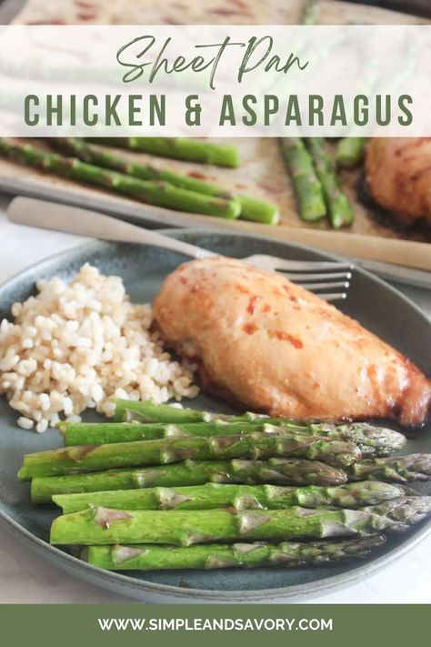 Keep dinner simple with this chicken and asparagus bake. One pan, easy cleanup, and a delicious meal with an Asian twist. Healthy, quick, and perfect for any night of the week! Chicken And Asparagus Bake, Asparagus Roasted, Baked Chicken Recipes Healthy, Chicken And Asparagus, Dinner Simple, Asparagus Recipes Baked, Lean Chicken, Baked Asparagus, One Pan Chicken