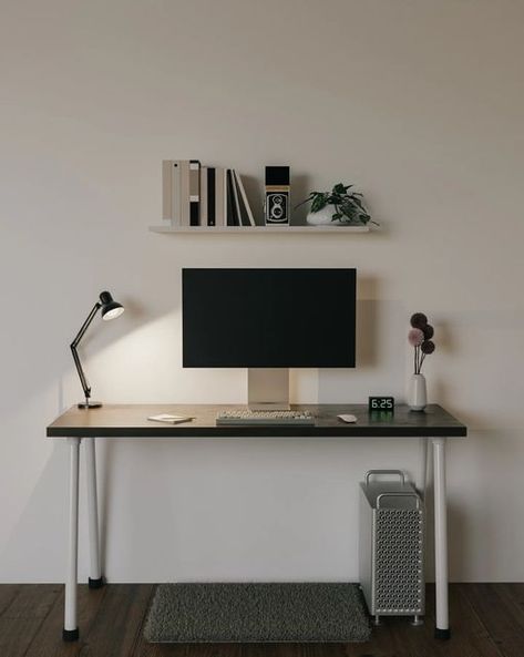 Desktop Design Workspaces, Simple Work From Home Setup, Architect Desk Setup, Home Office Computer Setup, Minimalistic Desk Setup, Productive Setup, Simple Desk Setup, Minimalist Computer Desk, Minimal Desk Setup