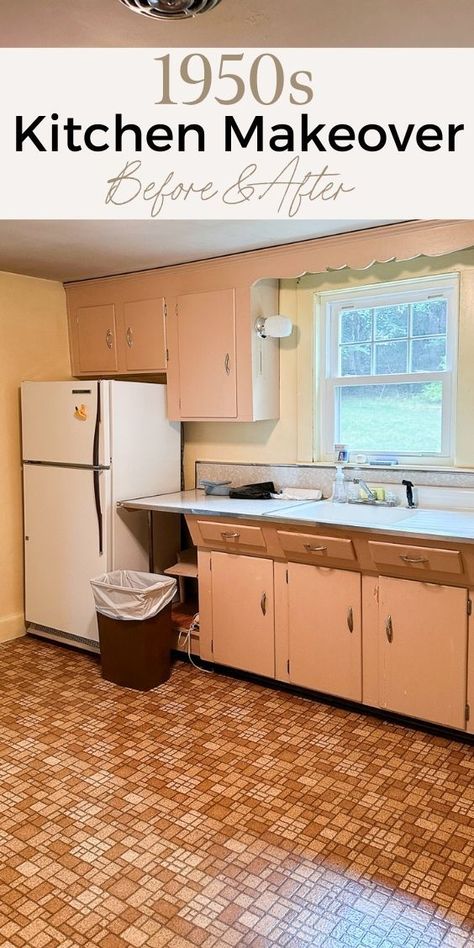 1950s kitchen makeover before and after 1950 Kitchen Remodel, Vintage Kitchen Cabinets 1950s, Cape Cod Kitchen Remodel, 1950s Kitchen Cabinets, 1950 House, 1950 Kitchen, Cape Cod Kitchen, 1950s Kitchen Remodel, Outdoor Interior Design