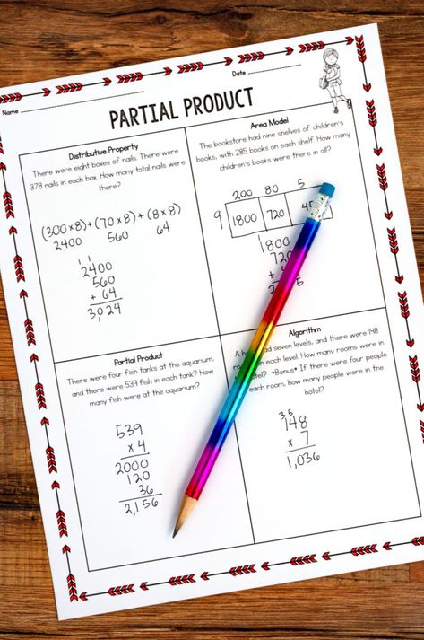 Partial Product Multiplication, Multi Digit Multiplication, Teaching Multiplication, Fifth Grade Math, Math Number Sense, Math Multiplication, Math Intervention, Math Workshop, 5th Grade Math