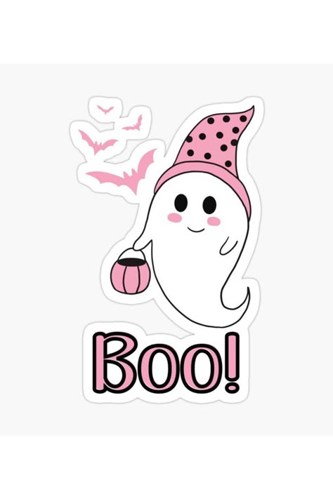 Cute Pink Halloween Ghost Sticker Pink Halloween Stickers, Halloween Printable Stickers, Halloween Imagenes, Halloween Stickers Printable, Cute Pink Halloween, Cute Halloween Stickers, Cute Halloween Drawings, Imprimibles Halloween, Halloween Pink